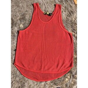 vtg Chauvin Homme sleeveless Red knit shirt size small Mesh cotton Hong Kong